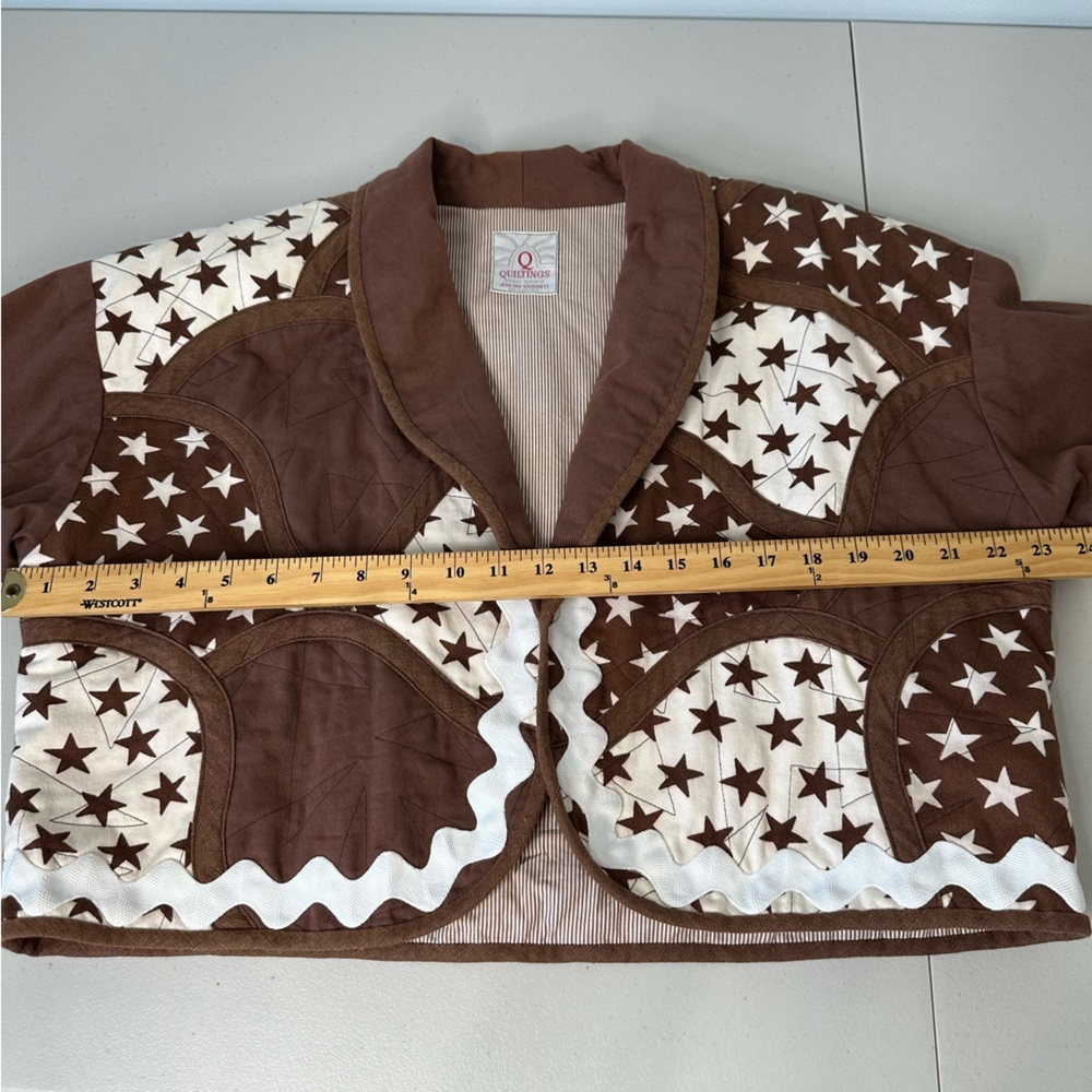 Quilted Patchwork Jacket‎ Brown White Medium Oversized - Picture 7 of 7
